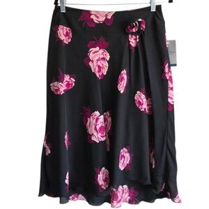 London Fog Limited Edition Black Floral Lined Skirt